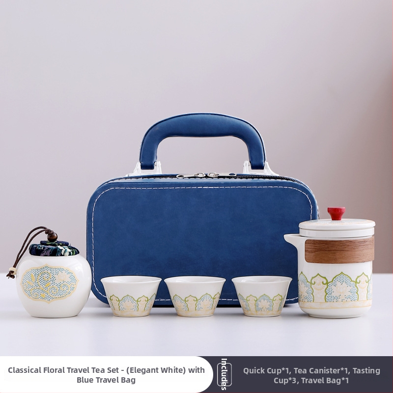 Set de ceai de călătorie din ceramică cu ceașcă portabilă și ceainic – cadou de afaceri, suvenir
