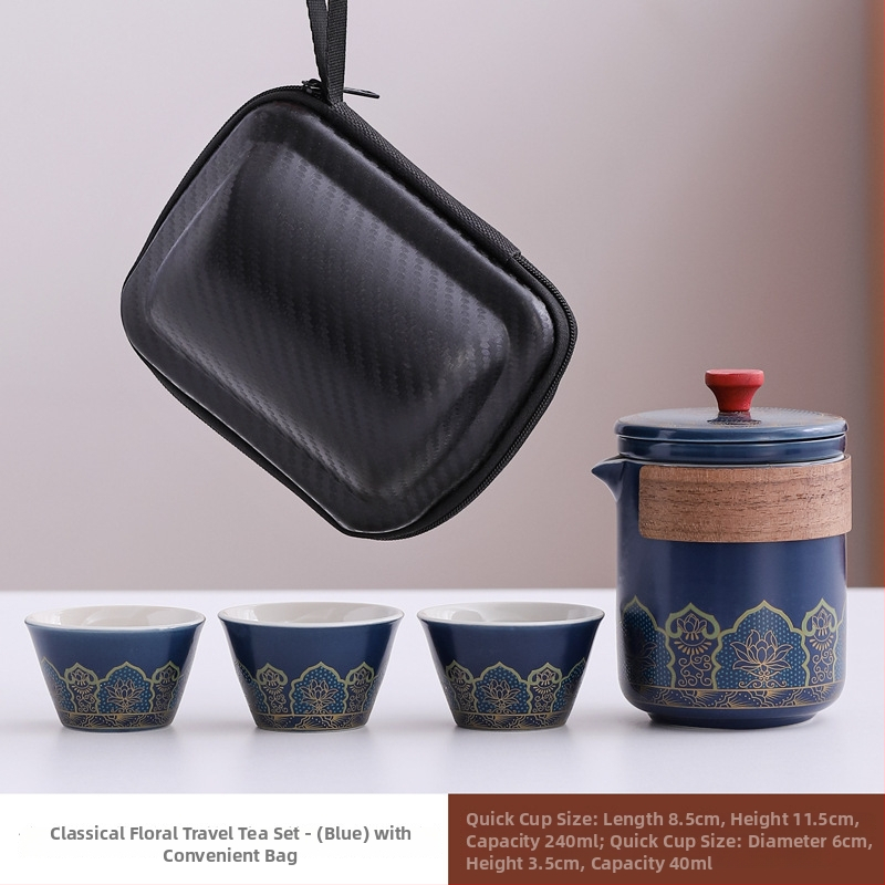 Set de ceai de călătorie din ceramică cu ceașcă portabilă și ceainic – cadou de afaceri, suvenir