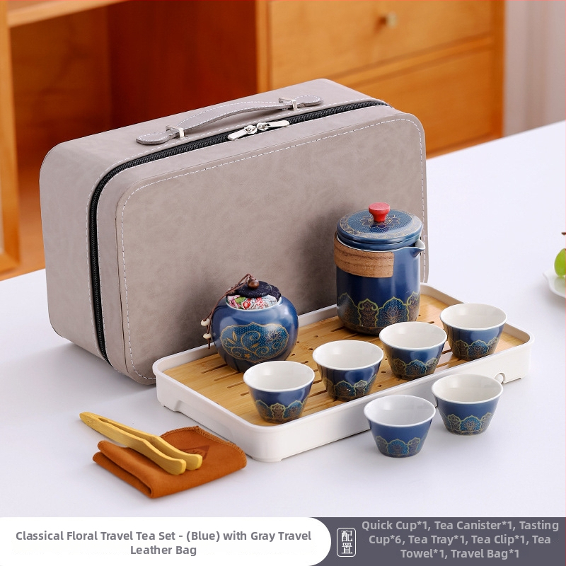 Set de ceai de călătorie din ceramică cu ceașcă portabilă și ceainic – cadou de afaceri, suvenir
