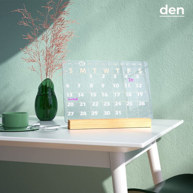 Tavă dublu‑fațată din acril cu iluminare și calendar, tablă de mesaje pentru casă