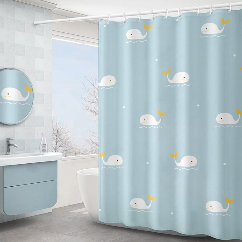 Cortină de duș din poliester cu imprimeu digital în stil desen animat, groasă, impermeabilă, pentru baie și balcon
