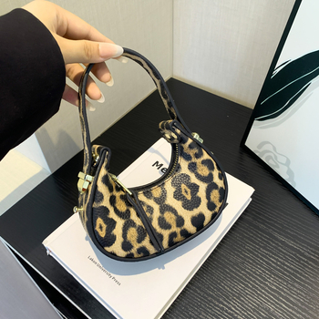 Mini ženska torbica s leopard uzorkom, dumpling stil, crossbody i torba u obliku polumjeseca, PU koža