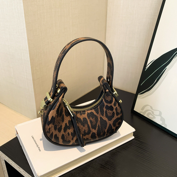 Mini ženska torbica s leopard uzorkom, dumpling stil, crossbody i torba u obliku polumjeseca, PU koža