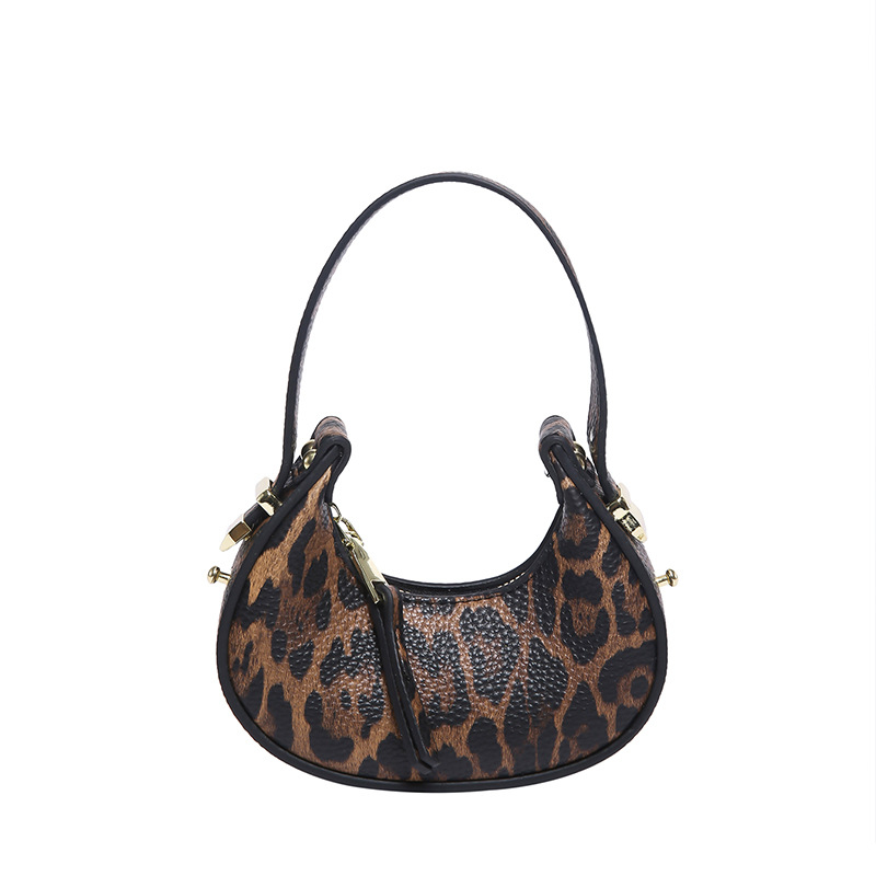 Mini ženska torbica s leopard uzorkom, dumpling stil, crossbody i torba u obliku polumjeseca, PU koža