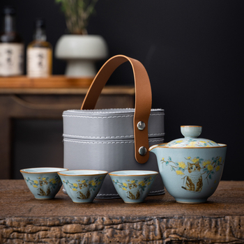 Set Gongfu de ceai portabil pentru călătorii, set de ceai pentru exterior, cutie cadou, brand Pinyantang, personalizare logo