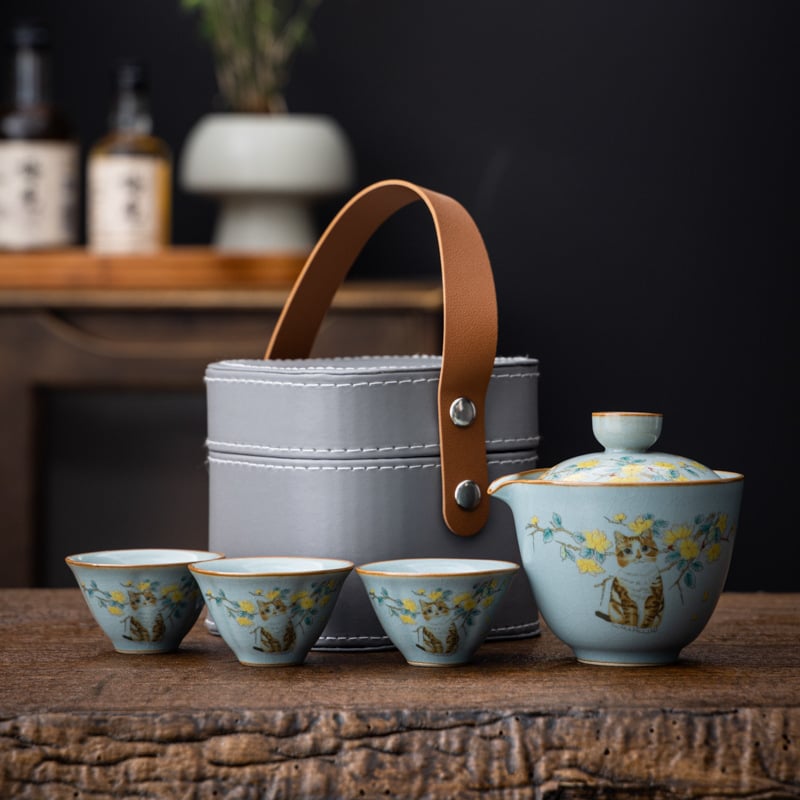 Set Gongfu de ceai portabil pentru călătorii, set de ceai pentru exterior, cutie cadou, brand Pinyantang, personalizare logo