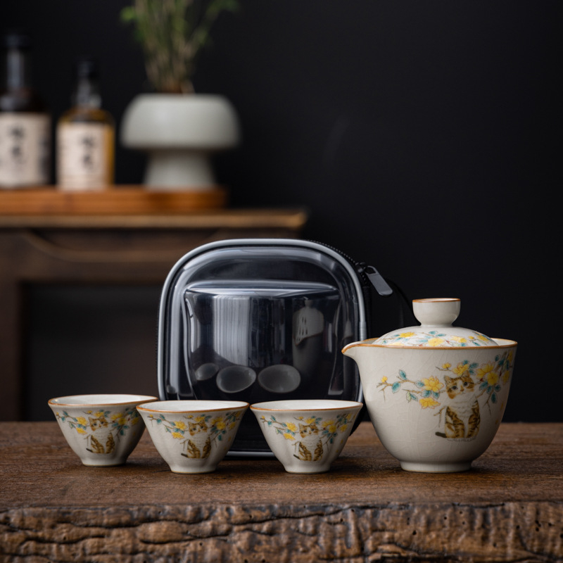 Set Gongfu de ceai portabil pentru călătorii, set de ceai pentru exterior, cutie cadou, brand Pinyantang, personalizare logo