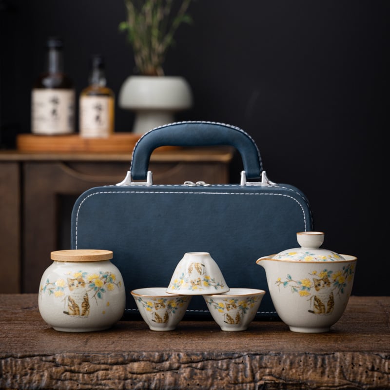 Set Gongfu de ceai portabil pentru călătorii, set de ceai pentru exterior, cutie cadou, brand Pinyantang, personalizare logo