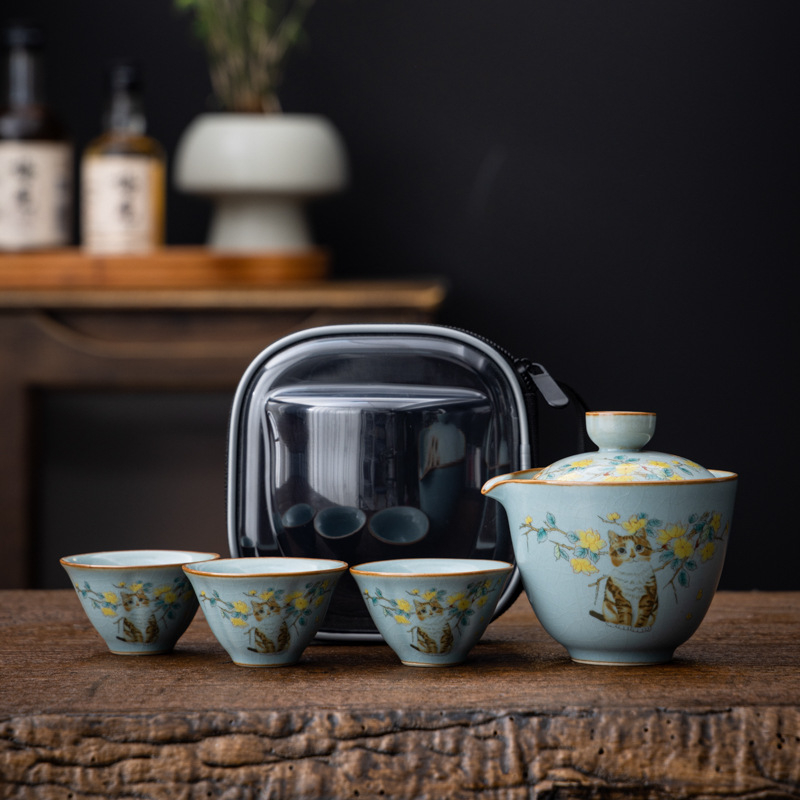 Set Gongfu de ceai portabil pentru călătorii, set de ceai pentru exterior, cutie cadou, brand Pinyantang, personalizare logo