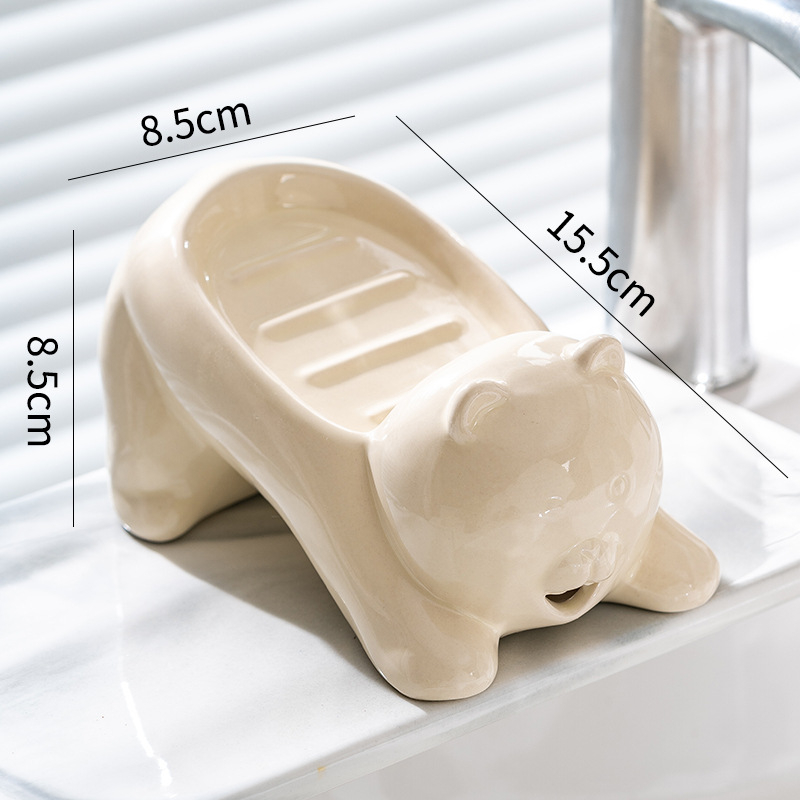 Săpunieră ceramică cu drenaj pentru chiuveta din baie, fără găuri