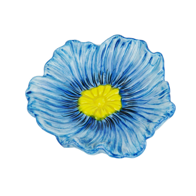 Săpunieră ceramică cu flori, drenaj pentru baie
