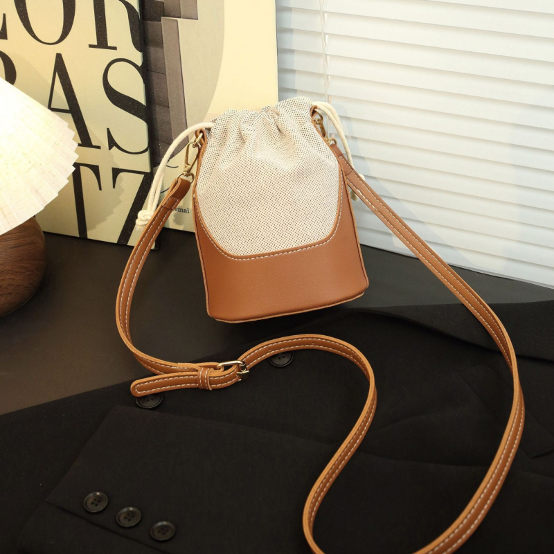 Z Brand ženska torba od platna, oblik kante s šnimkom, color-block dizajn, svakodnevna crossbody, jedan remen, srednja veličina, proljeće 2025