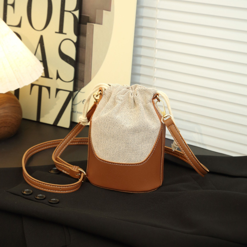 Z Brand ženska torba od platna, oblik kante s šnimkom, color-block dizajn, svakodnevna crossbody, jedan remen, srednja veličina, proljeće 2025