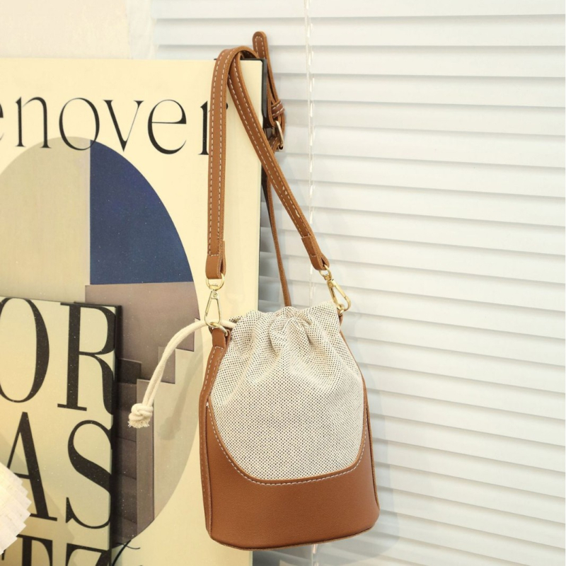 Z Brand ženska torba od platna, oblik kante s šnimkom, color-block dizajn, svakodnevna crossbody, jedan remen, srednja veličina, proljeće 2025