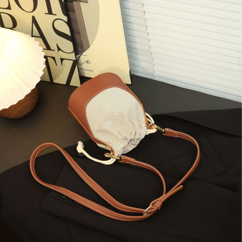 Z Brand ženska torba od platna, oblik kante s šnimkom, color-block dizajn, svakodnevna crossbody, jedan remen, srednja veličina, proljeće 2025