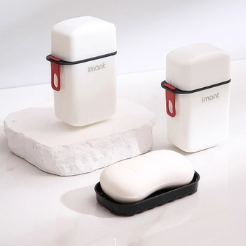 Cutie de săpun pentru călătorii, cu capac, portabilă, design creativ și drăguț, spațiu etanș de depozitare pentru călătorii și săpun de rufe.