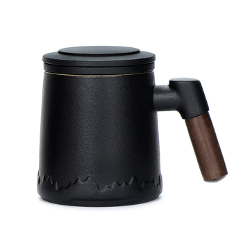 Ceașcă ceramică pentru ceai, cu filtru și capac, design simplu, potrivită pentru birou și cadouri festive