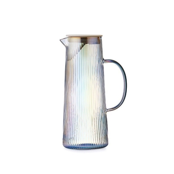 Sticlă de apă rece în stil japonez, cu dungi verticale, din sticlă borosilicată, rezistentă la căldură și la explozie, capacitate mare, cu infuzor pentru suc și ceai