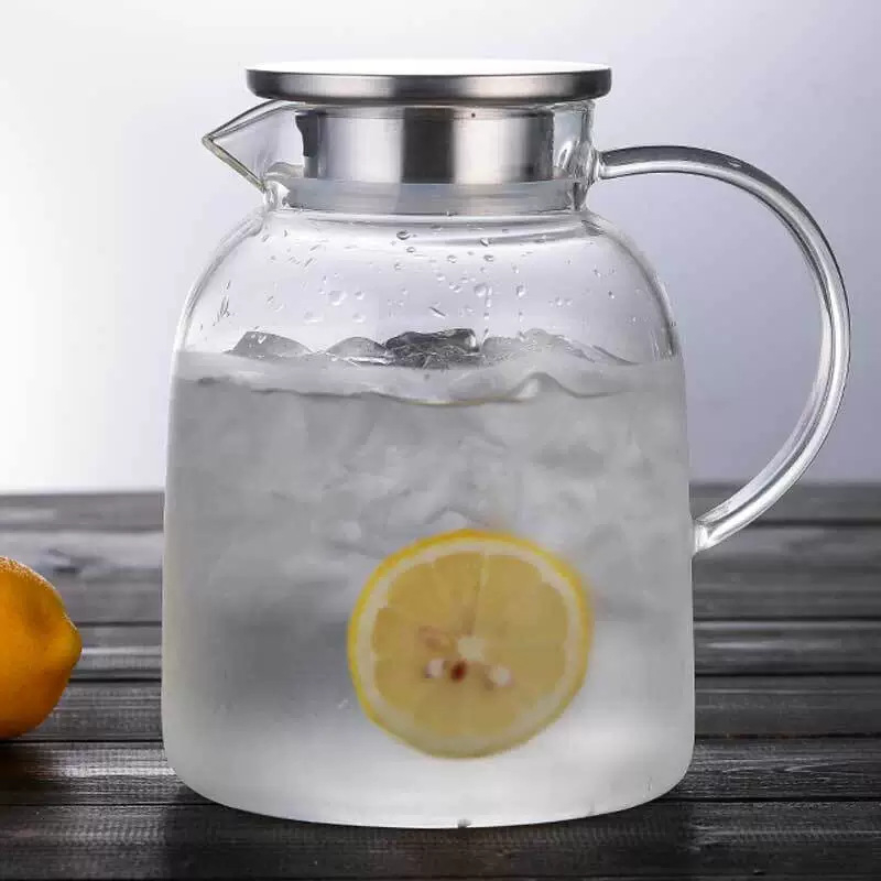 Sticlă de apă rece în stil japonez, cu dungi verticale, din sticlă borosilicată, rezistentă la căldură și la explozie, capacitate mare, cu infuzor pentru suc și ceai
