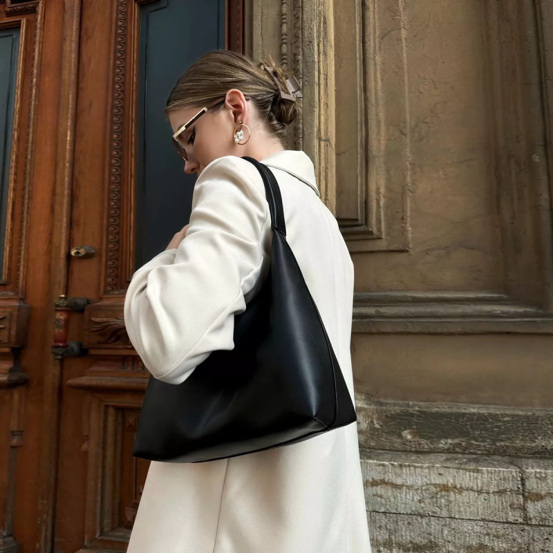 Ženska PU torbica baguette stila, velika kapaciteta, za rame, gradska moda