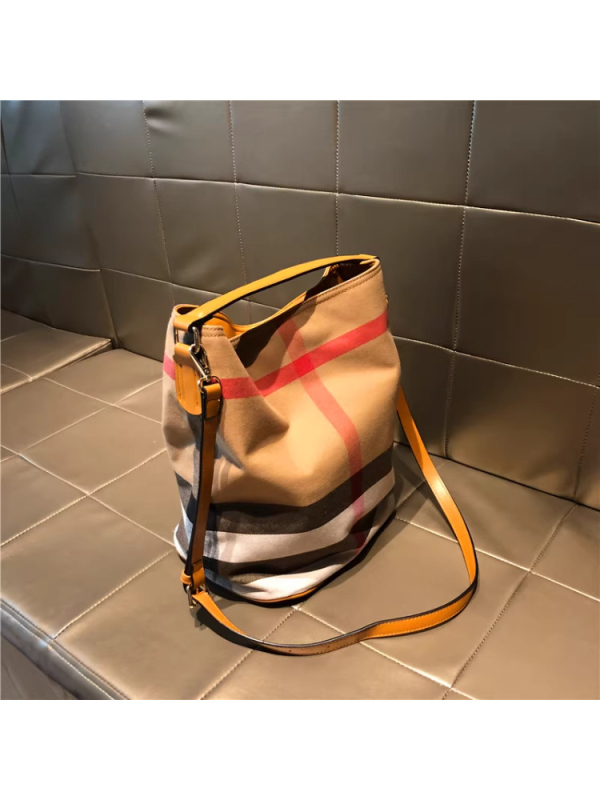 Bucket torba u francuskom stilu za žene, od Oxford platna, srednje veličine, velika kapaciteta, karirani uzorak, može se nositi u ruci, na ramenu ili crossbody