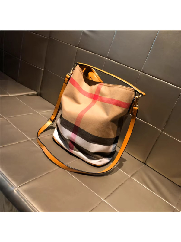 Bucket torba u francuskom stilu za žene, od Oxford platna, srednje veličine, velika kapaciteta, karirani uzorak, može se nositi u ruci, na ramenu ili crossbody