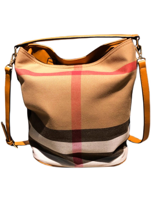 Bucket torba u francuskom stilu za žene, od Oxford platna, srednje veličine, velika kapaciteta, karirani uzorak, može se nositi u ruci, na ramenu ili crossbody