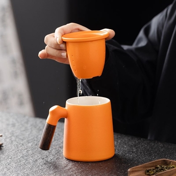 Ceașcă ceramică pentru ceai cu capac și filtru, pentru birou și uz casnic