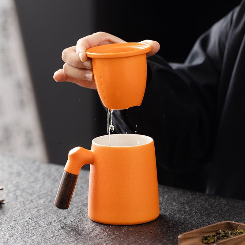 Ceașcă ceramică pentru ceai cu capac și filtru, pentru birou și uz casnic