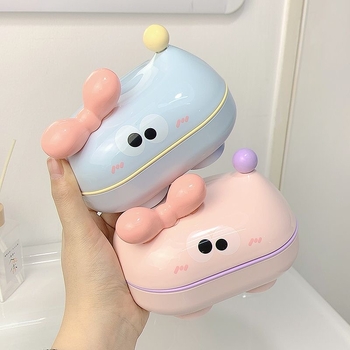 Cutie drăguță pentru săpun cu capac, ABS, 14×9×6 cm