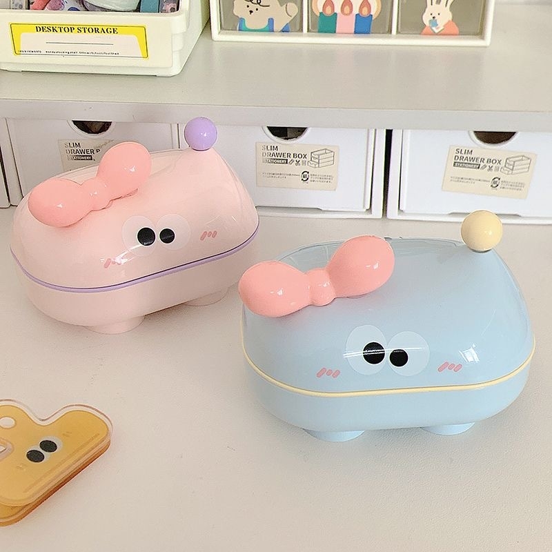 Cutie drăguță pentru săpun cu capac, ABS, 14×9×6 cm