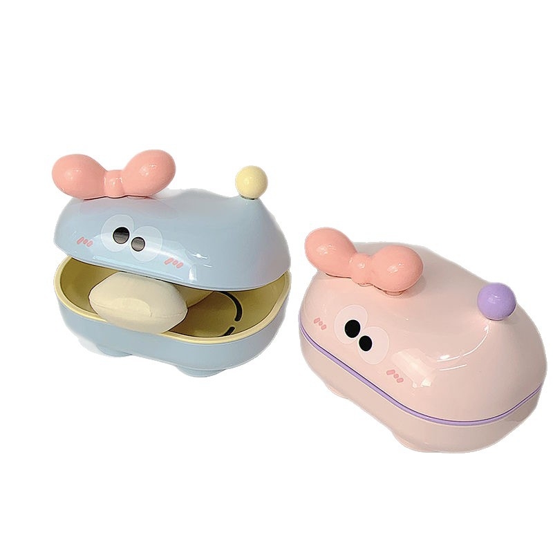 Cutie drăguță pentru săpun cu capac, ABS, 14×9×6 cm
