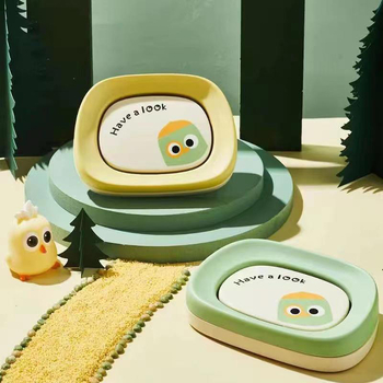 Cutie pentru săpun pentru copii, cu capac, design creativ, suport de săpun cu drenaj pentru baie