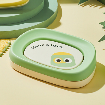 Cutie pentru săpun pentru copii, cu capac, design creativ, suport de săpun cu drenaj pentru baie