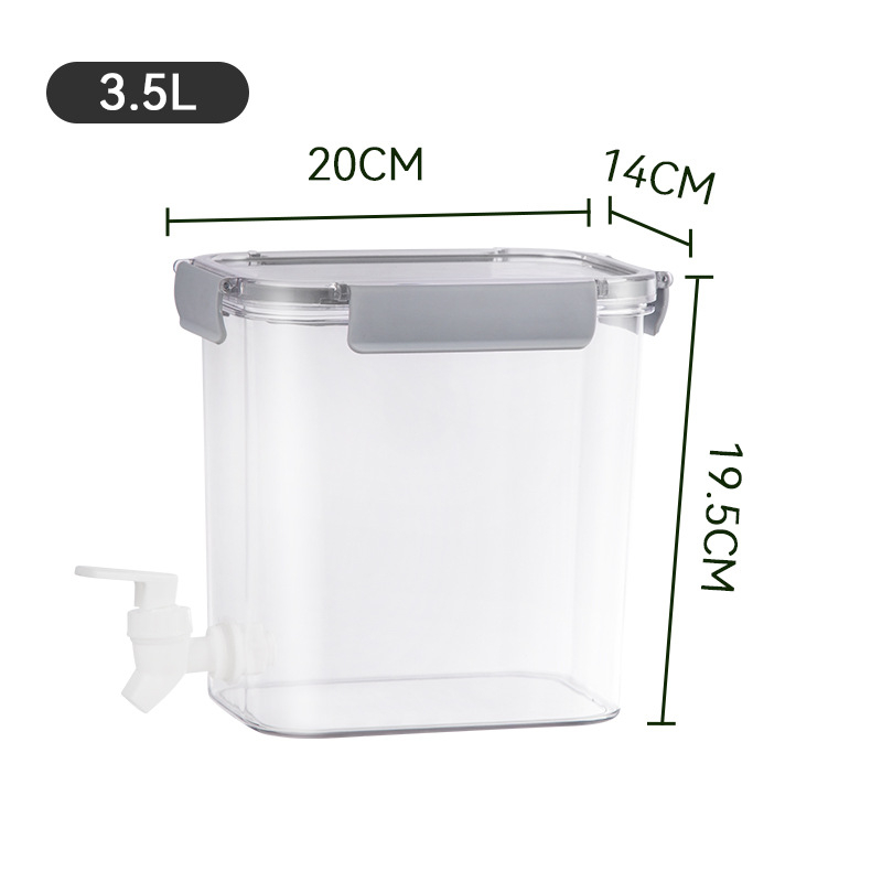 Carafă pentru apă rece 3.5L cu robinet, pentru frigider; recipient pentru ceai de fructe și apă cu lămâie, sticlă pentru infuzie rece