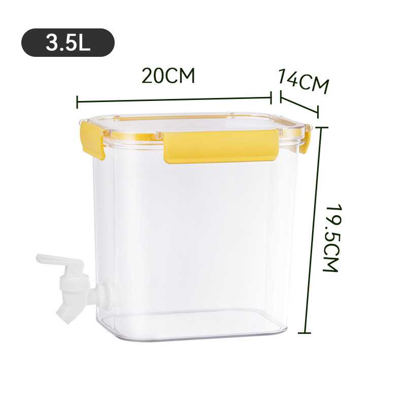 Carafă pentru apă rece 3.5L cu robinet, pentru frigider; recipient pentru ceai de fructe și apă cu lămâie, sticlă pentru infuzie rece