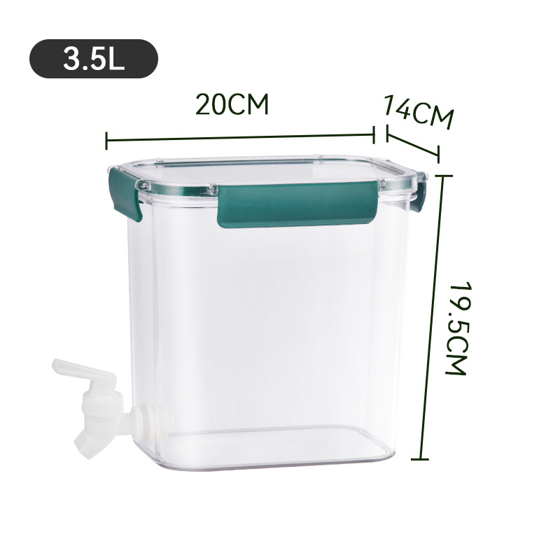 Carafă pentru apă rece 3.5L cu robinet, pentru frigider; recipient pentru ceai de fructe și apă cu lămâie, sticlă pentru infuzie rece