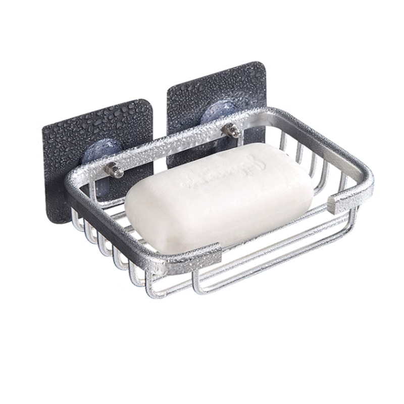 Suport de săpun din aluminiu Space, montat pe perete, fără găuri, pentru baie