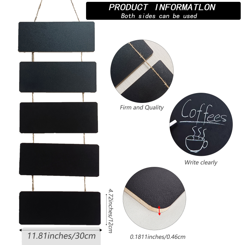 Tablă mică din lemn, dublă față, pentru agățat – tablă decorativă pentru desen și mesaje, afișaj DIY