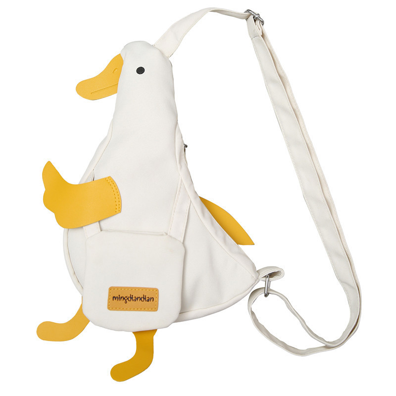 Ženska platnena torba s motivom slatke patke, mala crossbody torba, karikaturalni stil, model 2026