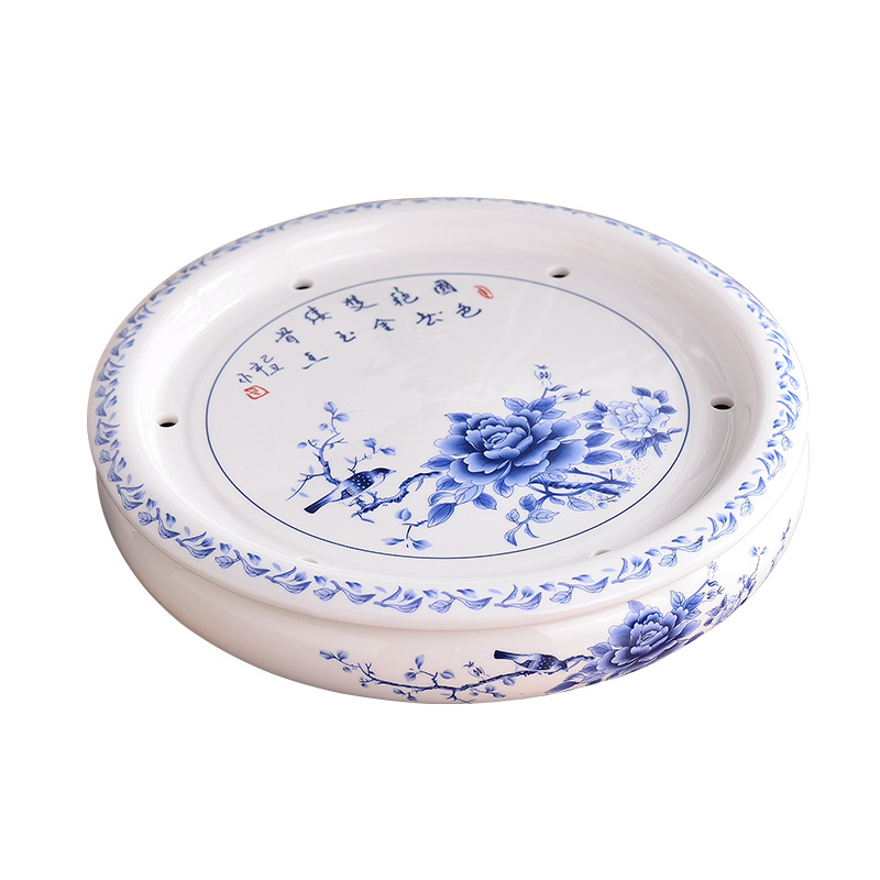 Set Chaoshan de ceai, stil Chaoshan, ceainic alb din porțelan, cești și tavă ceramică pentru ceai – pentru 6 persoane, uz casnic
