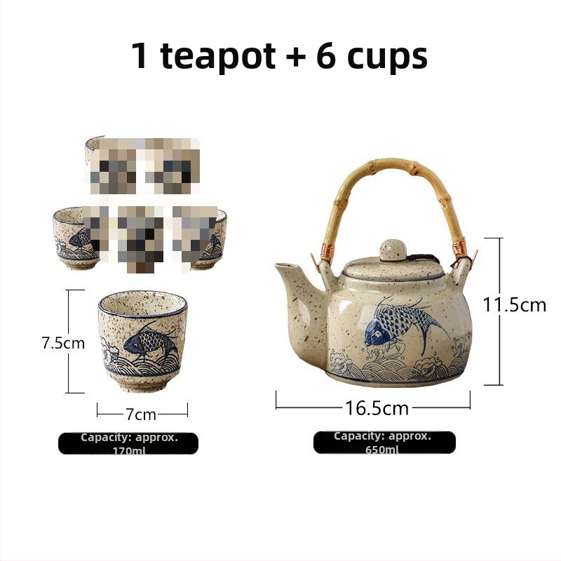 Ceainic în stil chinezesc cu mâner, set ceainic și fierbător rezistent la temperaturi înalte, capacitate mare, pentru hoteluri și prepararea ceaiului pe aragaz