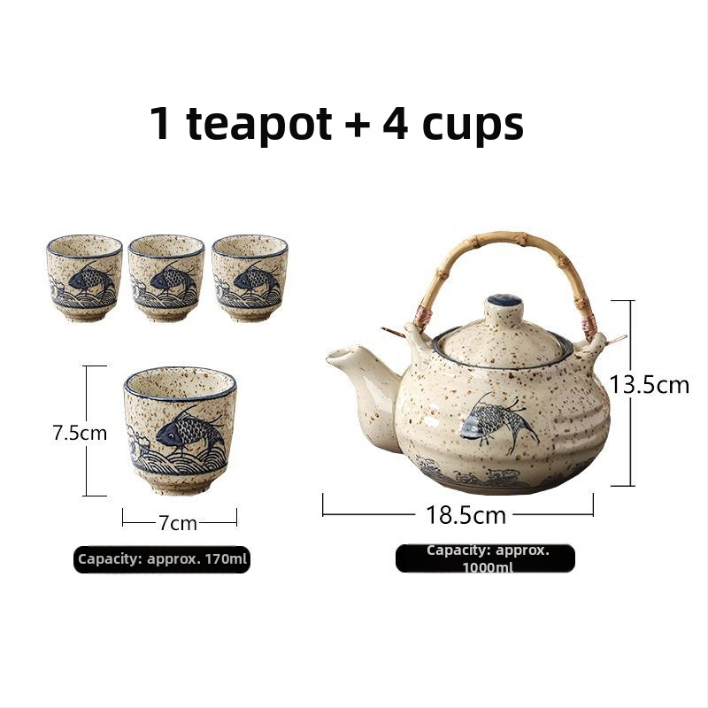Ceainic în stil chinezesc cu mâner, set ceainic și fierbător rezistent la temperaturi înalte, capacitate mare, pentru hoteluri și prepararea ceaiului pe aragaz