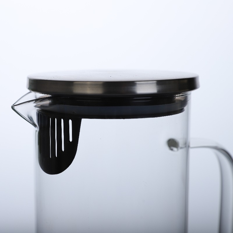 Sticlă de apă din borosilicat cu capac din oțel inoxidabil, capacitate mare, pentru băuturi reci, rezistentă la temperaturi, design minimalist