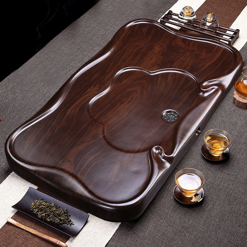 Tăviță pentru ceai cu model din lemn de abanos, pentru uz casnic, stil modern minimalist, tip drenaj, set Kung Fu de ceai, imitatie de lemn masiv, mese de ceai mari și mici