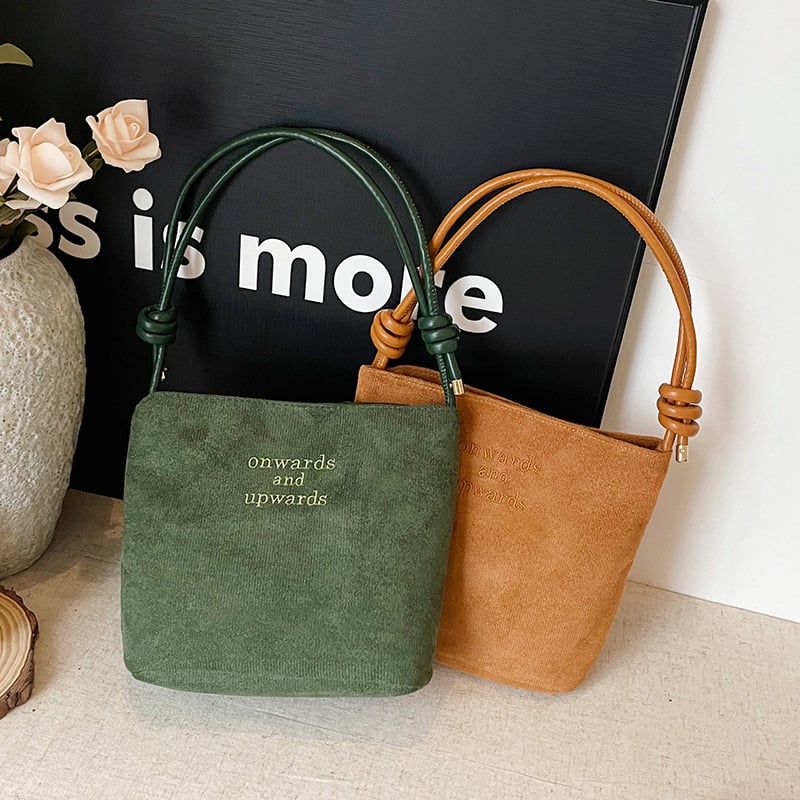 Ženska retro velur bucket torbica za jesen-zimu, mala, preko ramena (crossbody)