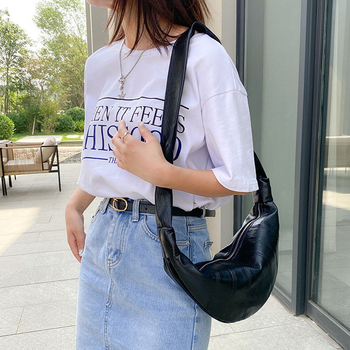 Vintage crossbody torba u korejskom stilu s velikim kapacitetom, oblik polumjeseca, za žene