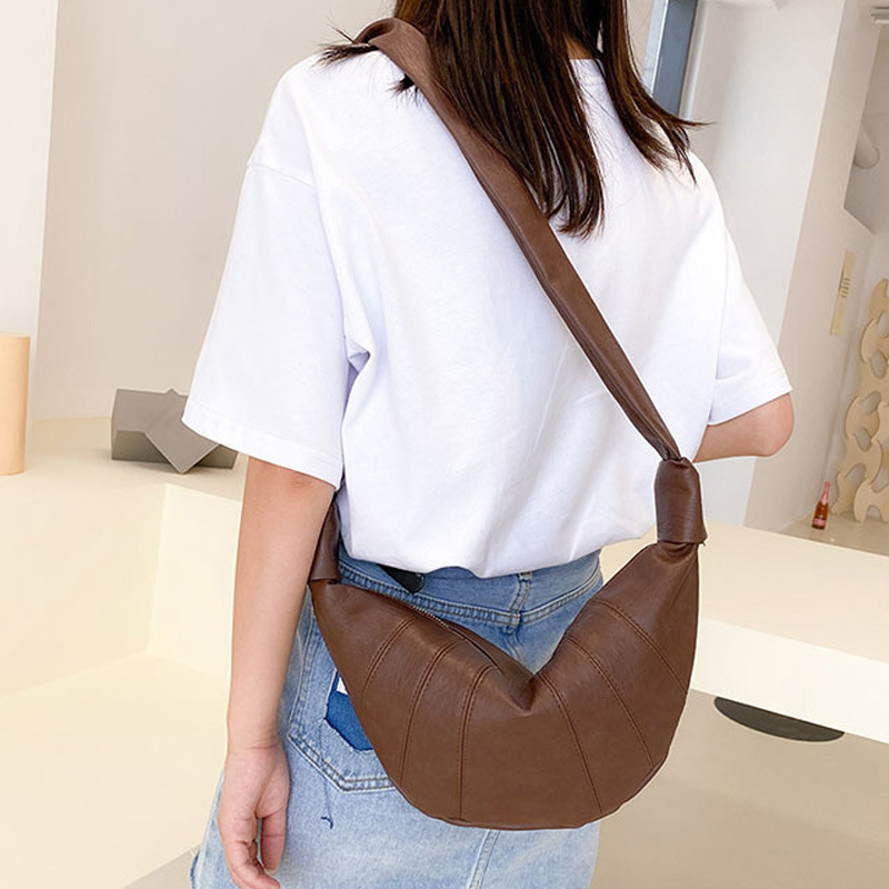 Vintage crossbody torba u korejskom stilu s velikim kapacitetom, oblik polumjeseca, za žene