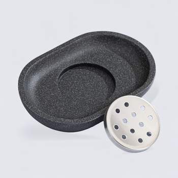 Recipient pentru săpun dublu strat, negru, fără acumulare de apă, pentru spălarea feței, dimensiuni 13×9 cm, potrivit pentru baie în casă, hotel sau pensiune