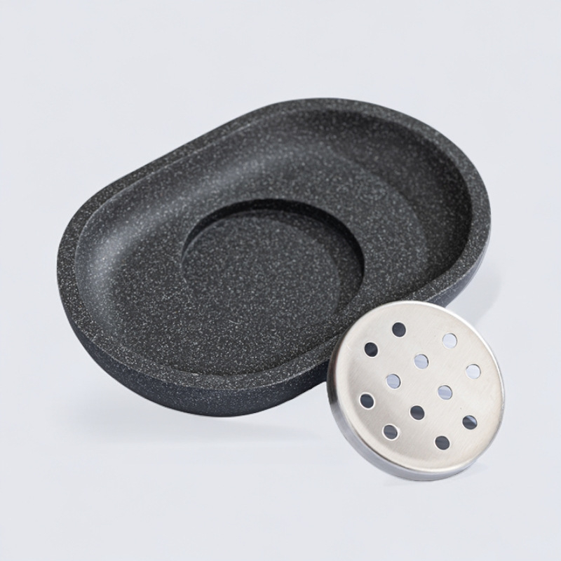 Recipient pentru săpun dublu strat, negru, fără acumulare de apă, pentru spălarea feței, dimensiuni 13×9 cm, potrivit pentru baie în casă, hotel sau pensiune